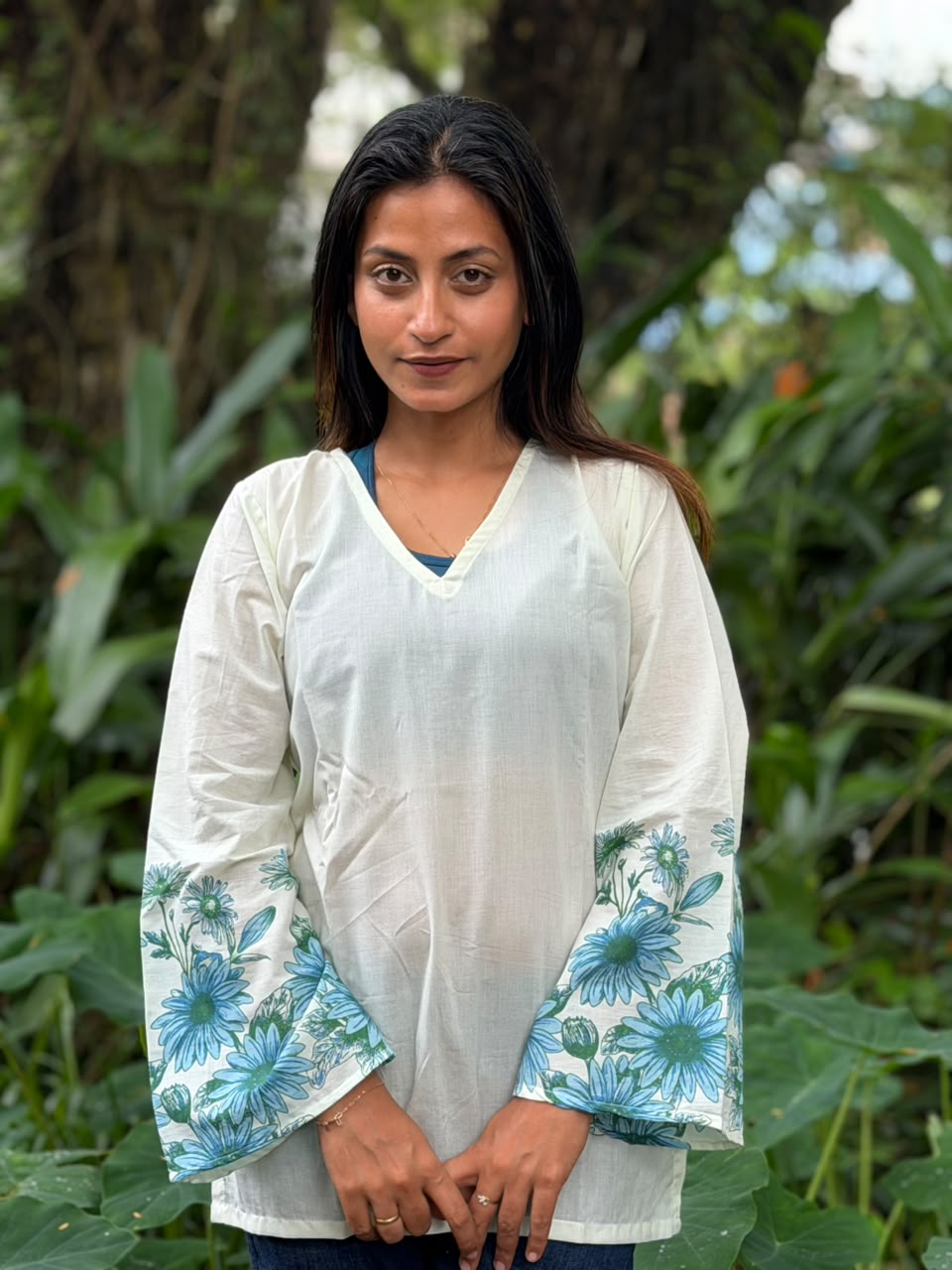 Blue Bloom Floral Kurti